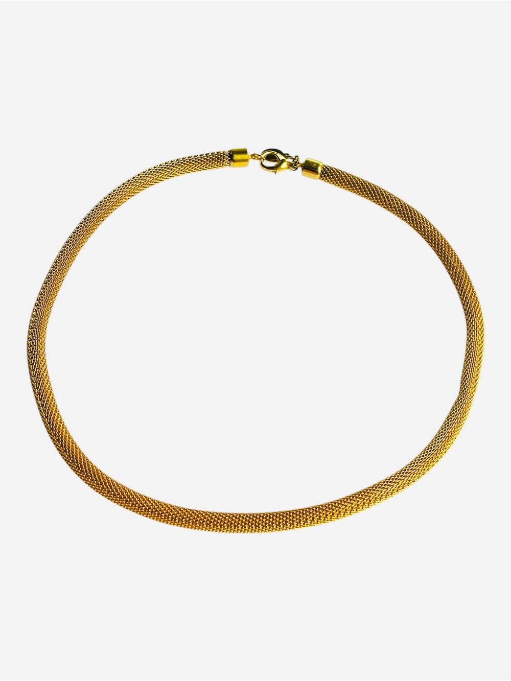 J.G. Hook Vintage Gold Tone Mesh Tube Snake Necklace 18” 80s 90s Signed